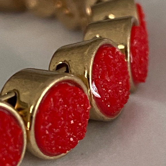 Plunder Red Druzy Magnetic Bracelet Goldtone - Picture 14 of 14